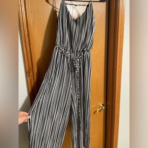 Striped black and white jumpsuit
